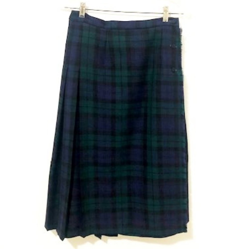 Vintage Bonda Black Watch Tartan Plaid Wool Wrap Skirt Nova Scotia